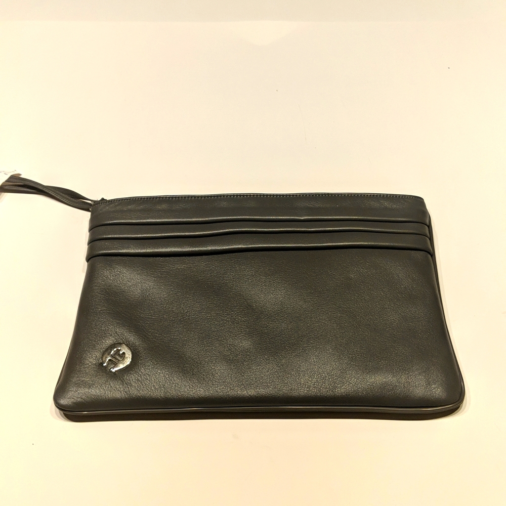 Etienne Aigner Genuine Leather wristlet grey bag